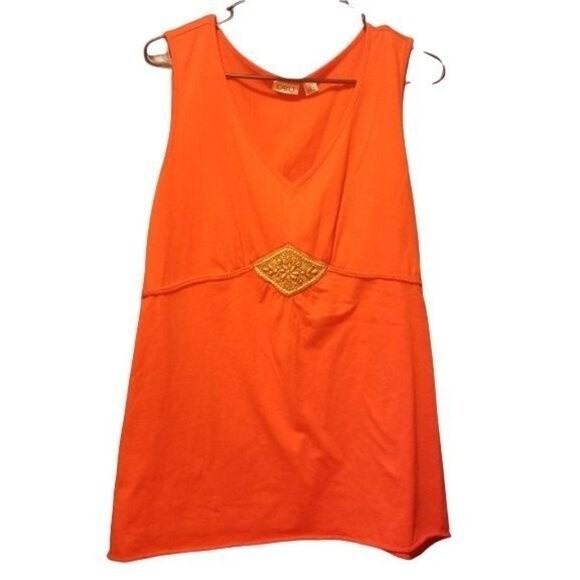 Cato Orange Embellished V Neck Tank Top XL - Picture 1 of 10